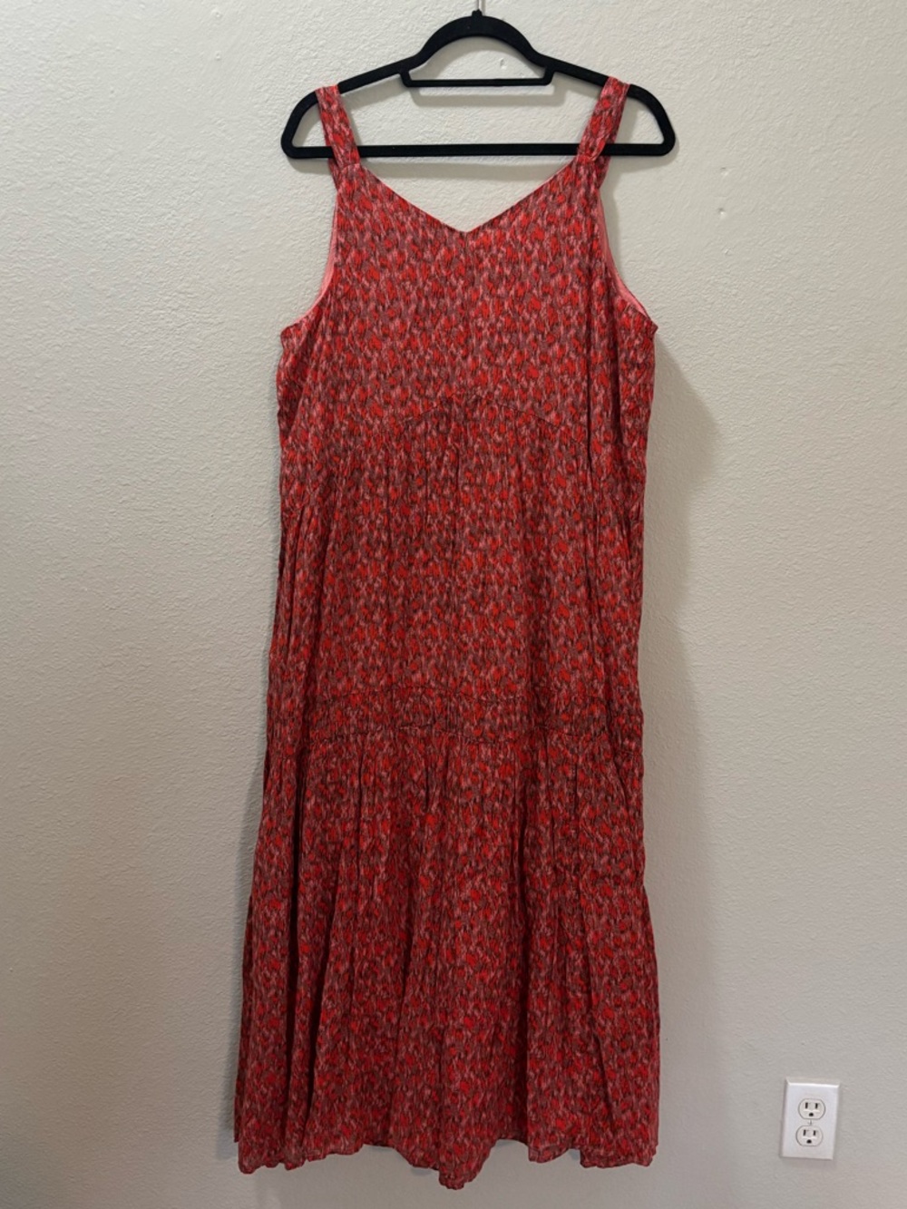 Joie Silk Blend Red Pink Print Sleeveless Maxi Dress Size Large NWT - Picture 2 of 5